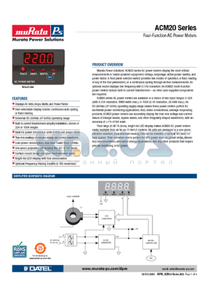 ACM20-4-AC1-R-F-C datasheet - Four-Function AC Power Meters