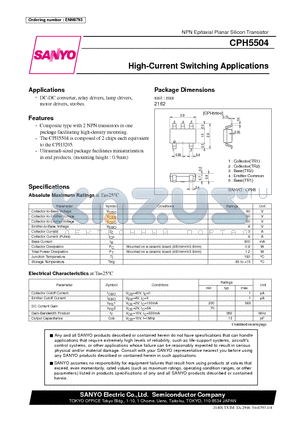 CPH5504 datasheet - High-Current Switching Applications