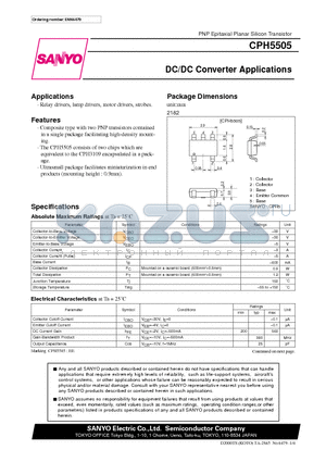 CPH5505 datasheet - DC/DC Converter Applications