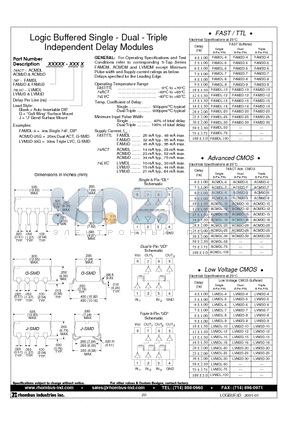 ACM2D-20J datasheet - Logic Buffered Single - Dual - Triple Independent Delay Modules