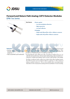 EPM705250FCA0 datasheet - Forward and Return Path Analog CATV Detector Modules