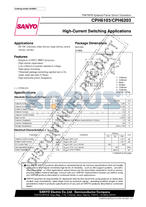 CPH6203 datasheet - High-Current Switching Applications
