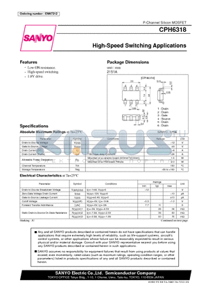 CPH6318 datasheet - High-Speed Switching Applications