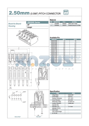 25032HS-08A00 datasheet - 2.50mm PITCH CONNECTOR