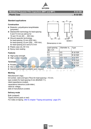 B32523-Q6105 datasheet - Metallized Polyester Film Capacitors (MKT and MFT)