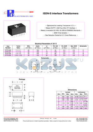 EPR1226 datasheet - ISDN-S Interface Transformers