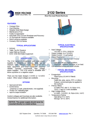 ACN2132L12 datasheet - HIGH VOLTAGE POWER SUPPLIES