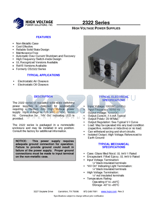 ACN2322L10 datasheet - HIGH VOLTAGE POWER SUPPLIES