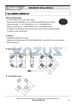 CDRH6D12-150N datasheet - POWER INDUCTORS