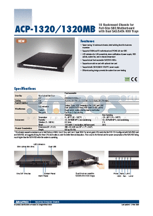 ACP-1320 datasheet - 1U Rackmount Chassis for Full-Size SBC/Motherboard with Dual SAS/SATA HDD Trays