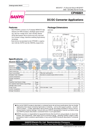 CPH6801 datasheet - DC/DC Converter Applications