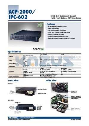 ACP-2000EBP-00XE datasheet - 2U 6-Slot Rackmount Chassis with Front USB and PS/2 Interfaces