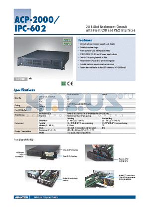 ACP-2000EBP-30ZE datasheet - 2U 6-Slot Rackmount Chassis with Front USB and PS/2 Interfaces