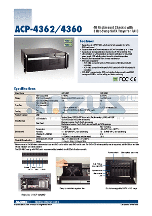 ACP-4362MB-40ZE datasheet - 4U Rackmount Chassis with 6 Hot-Swap SATA Trays for RAID