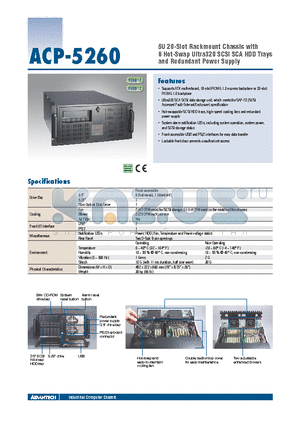 ACP-5260 datasheet - 5U 20-Slot Rackmount Chassis with 6 Hot-Swap Ultra320 SCSI SCA HDD Trays and Redundant Power Supply