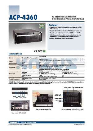 ACP-4360MB-00XBE datasheet - 4U Rackmount Chassis with 6 Hot-Swap SAS / SATA Trays for RAID