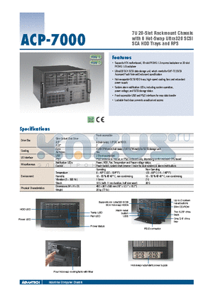 ACP-7000BP-00RE datasheet - 7U 20-Slot Rackmount Chassis with 6 Hot-Swap Ultra320 SCSI SCA HDD Trays and RPS