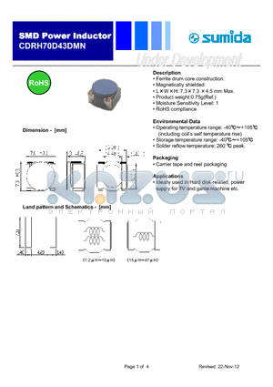 CDRH70D43DMN datasheet - Ferrite drum core construction