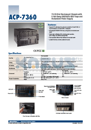 ACP-7360BP-00RE datasheet - 7U 20-Slot Rackmount Chassis with 6 Hot-Swap SAS/SATA HDD Trays and Redundant Power Supply