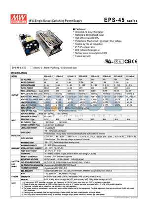 EPS-45-15 datasheet - 45W Single Output Switching Power Supply