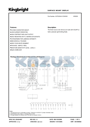 ACPSA04-41CGKWA datasheet - SURFACE MOUNT DISPLAY