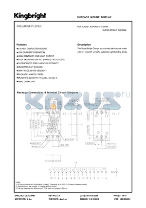 ACPSA04-41SEKWA datasheet - SURFACE MOUNT DISPLAY