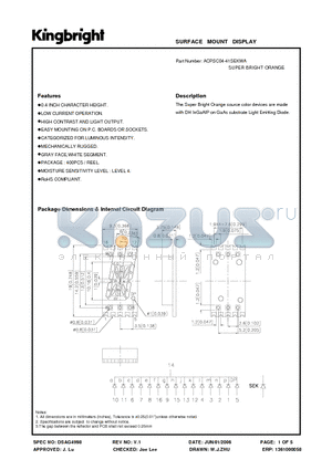 ACPSC04-41SEKWA datasheet - SURFACE MOUNT DISPLAY