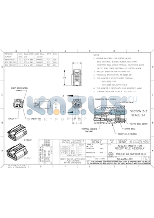 46064-0032 datasheet - SEALED MINIFIT H20 RECEPTACLE ASSEMBLY