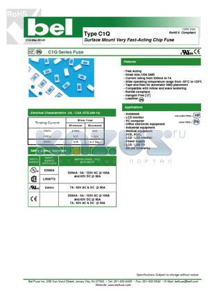 C1Q2 datasheet - Surface Mount Very Fast-Acting Chip Fuse