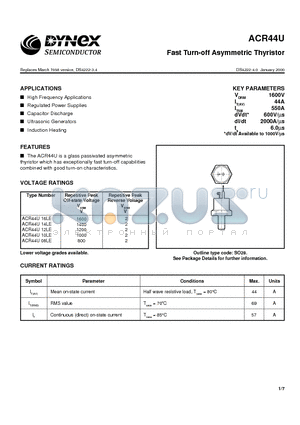 ACR44U12LE datasheet - Fast Turn-off Asymmetric Thyristor