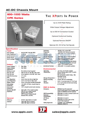 CPK750PS30 datasheet - AC-DC Chassis Mount