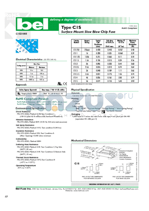 C1S4 datasheet - Surface Mount Slow Blow Chip Fuse