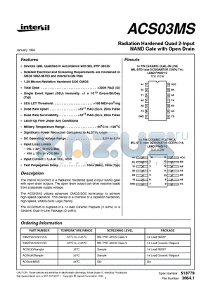 ACS03K datasheet - Radiation Hardened Quad 2-Input NAND Gate with Open Drain