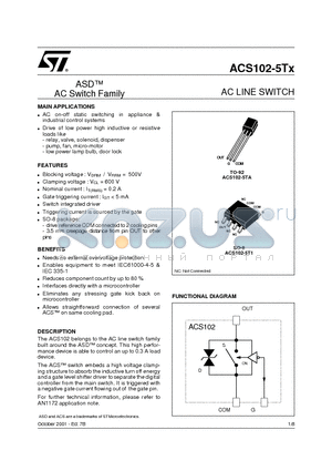 ACS102 datasheet - AC LINE SWITCH