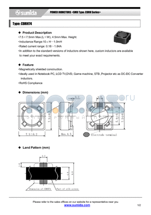 CDRH74NP-102M datasheet - POWER INDUCTORS