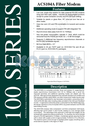 ACS104A-TQ datasheet - ACS104A Fiber Modem