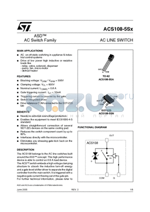 ACS108-5SN datasheet - AC LINE SWITCH