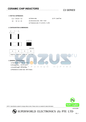 C2-1N8S-10 datasheet - CERAMIC CHIP INDUCTORS