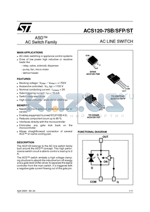 ACS120-7SB datasheet - AC LINE SWITCH