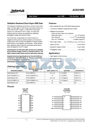 ACS21DMSR-03 datasheet - Radiation Hardened Dual 4-Input AND Gate