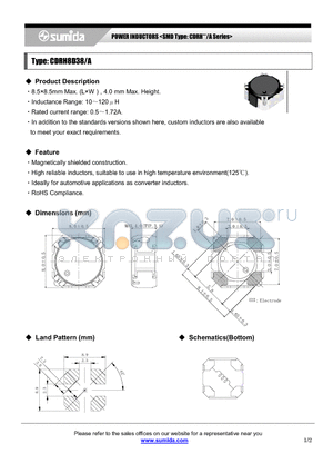 CDRH8D38/ANP-101MB datasheet - POWER INDUCTORS <SMD Type: CDRH**/A Series>