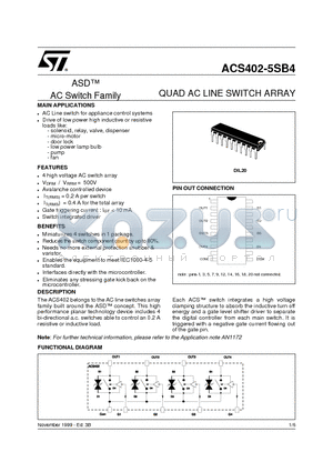 ACS402-5SB4 datasheet - QUAD AC LINE SWITCH ARRAY