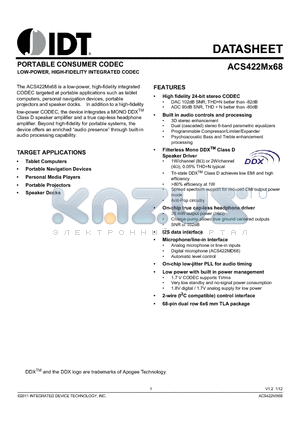 ACS422MA68TAGYYX datasheet - PORTABLE CONSUMER CODEC