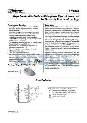 ACS709 datasheet - High Bandwidth, Fast Fault Response Current Sensor IC In Thermally Enhanced Package