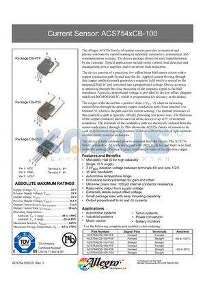 ACS754SCB-100-PSF datasheet - Current Sensor