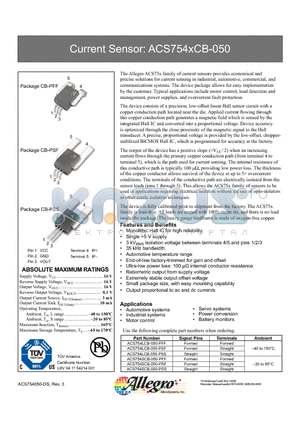 ACS754XCB-050 datasheet - Current Sensor