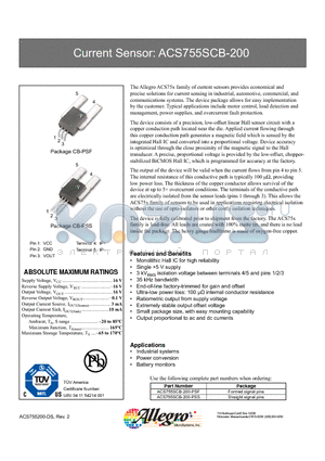 ACS755SCB-200-PSF datasheet - Current Sensor