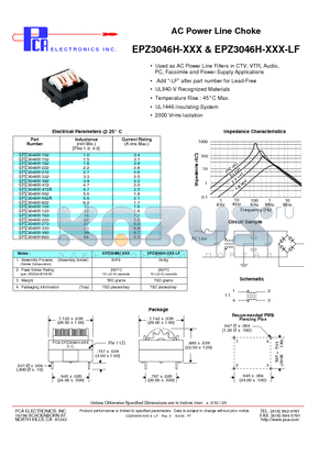 EPZ3046H-152-LF datasheet - AC Power Line Choke