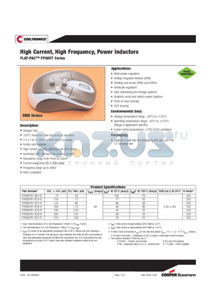 FP0807R1-R07-R datasheet - High Current, High Frequency, Power Inductors