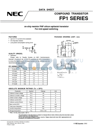 FP1 datasheet - on-chip resistor PNP silicon epitaxial transistor For mid-speed switching